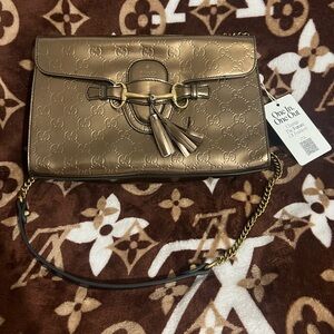 Gucci GG Guccissima Emily Brown Leather Shoulder Bag